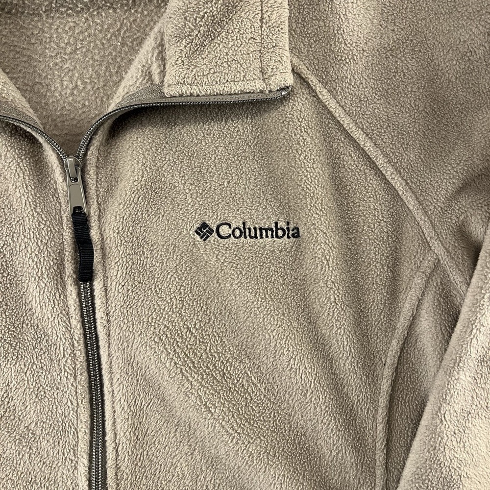 COLUMBIA Full Zip Fleece Cardigan Sweater‎ Tan Women's Size L Outdoors Comfort - Picture 2 of 7
